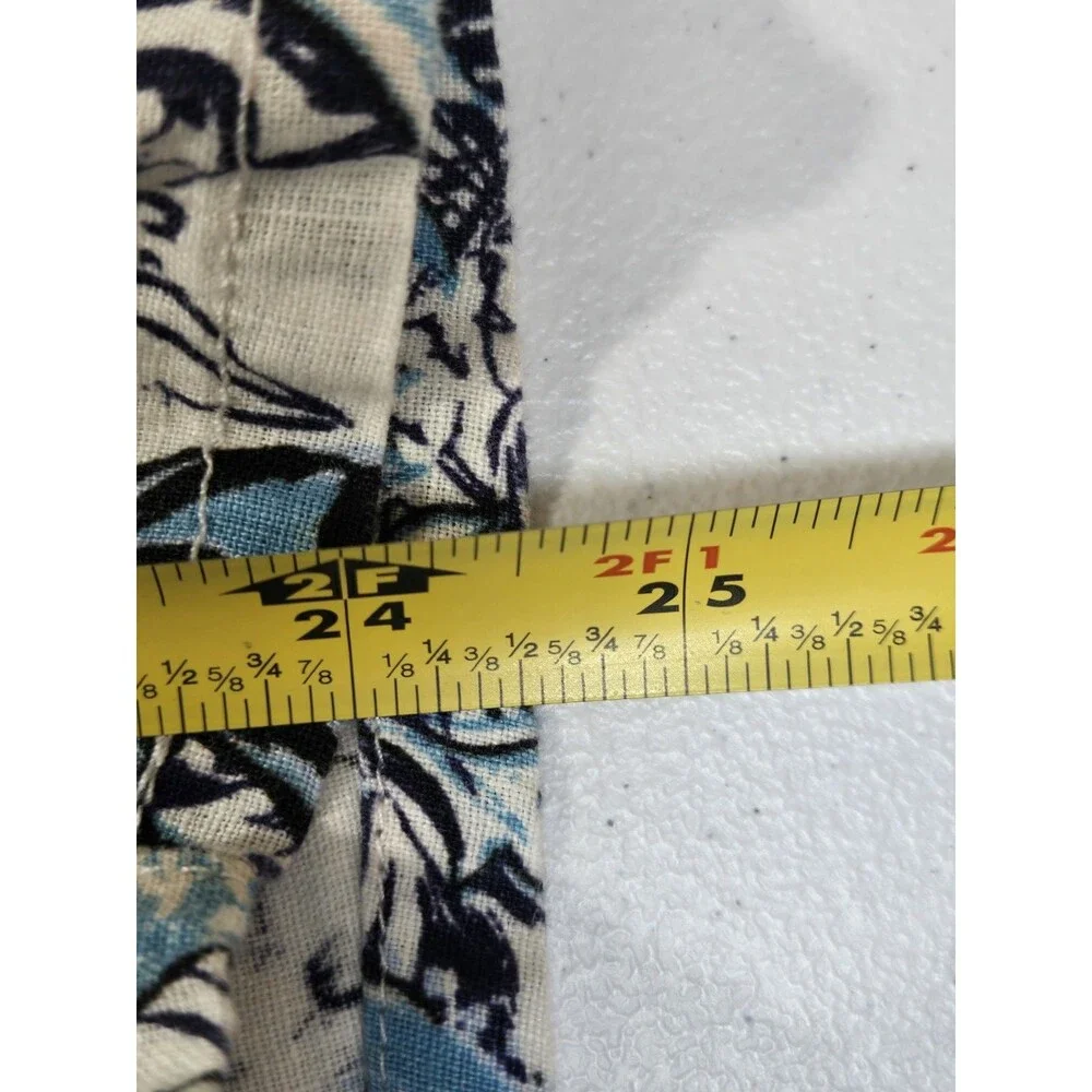 Tahari Women’s 100% Linen Woven Wide-Leg Pull-On Floral Pants Blue/White SZ XL